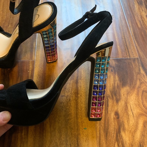 Jessica Simpson multicolored embellished heels. - Picture 4 of 5
